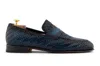 Harris Shoes 1913 Mocassino In Pelle Intrecciata Dipinto A Mano In Blue