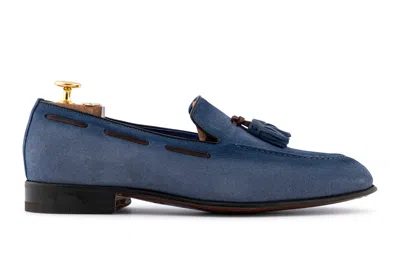 Harris Shoes 1913 Mocassino In Suede Con Pon Pon In Blue