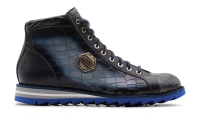 Harris Shoes 1913 Polacchini In Pelle Blu Effetto Coccodrillo E Pitone In Multi