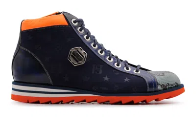 Harris Shoes 1913 Polacchino In Suede E Pitone In Blue