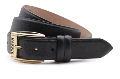 Harris Shoes 1913 Saffiano Leather Belt In Black