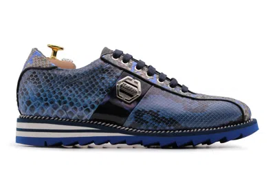 Harris Shoes 1913 Sneaker In Pelle Di Pitone Blu In Blue