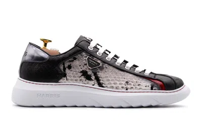 Harris Shoes 1913 Sneaker In Pelle Di Pitone Roccia Nero In Multi
