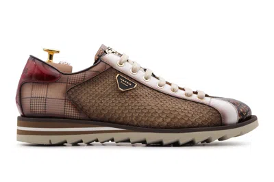 Harris Shoes 1913 Sneaker In Pitone Effetto Nabuk E Pelle In Brown