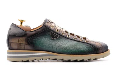 Harris Shoes 1913 Sneakers Effetto Elefante E Tweed In Green