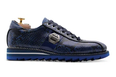 Sneakers In Pelle Di Pitone In Blue from Harris Shoes