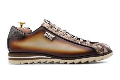 Harris Shoes 1913 Sneakers In Pelle Di Pitone E Vitello Sfumata A Mano In Multi