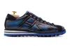 Harris Shoes 1913 Sneakers In Pelle Dipinta A Mano In Blue