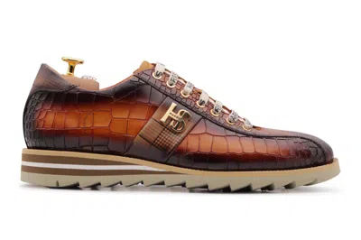 Harris Shoes 1913 Sneakers In Pelle Effetto Coccodrillo In Animal Print