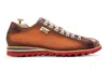 Harris Shoes 1913 Sneakers In Pelle Pregiata Ed Effetto Traforato In Brown
