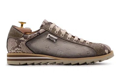 Harris Shoes 1913 Sneakers In Pitone E Suede Monogram In Brown
