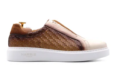 Harris Shoes 1913 Sneakers Slipon In Pelle Intrecciata In Brown