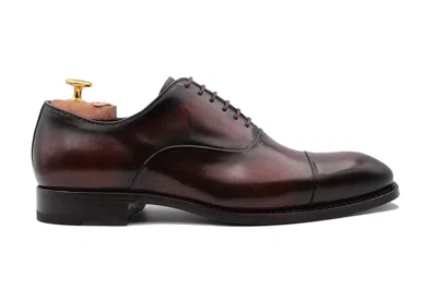 Harris Shoes 1913 Stringata In Pelle Dipinta A Mano In Burgundy
