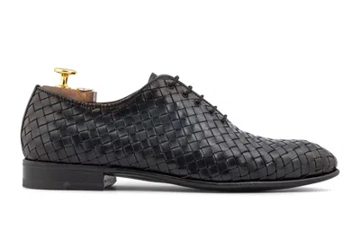 Harris Shoes 1913 Stringata In Pelle Intrecciata E Sfumata A Mano In Black