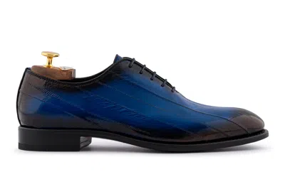 Harris Shoes 1913 Stringata In Pelle Pregiata Di Anguilla Blu Elettrico In Blue