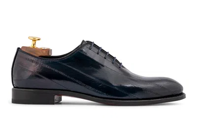 Harris Shoes 1913 Stringata In Pelle Pregiata Di Anguilla Blu Scuro In Multi