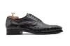 Harris Shoes 1913 Stringata In Pelle Pregiata In Struzzo Grigia In Black