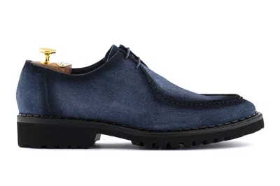 Harris Shoes 1913 Stringata In Suede Con Cucitura A Mano In Blue