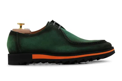 Harris Shoes 1913 Stringata In Suede Con Cucitura A Mano In Green