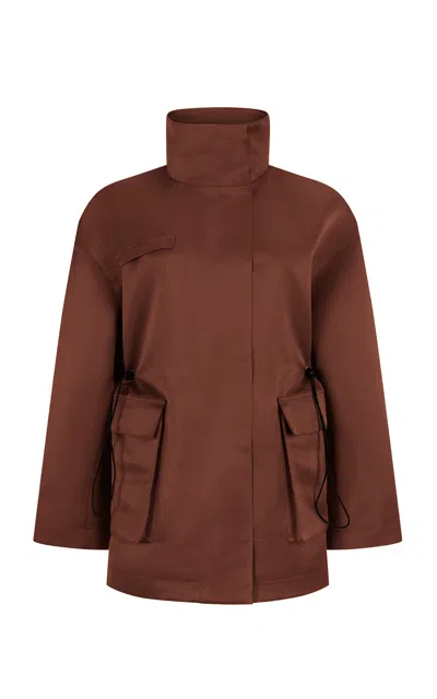 Harris Tapper Balmoral Satin Faille Parka In Brown