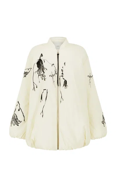Harris Tapper Chloe Brushed Cotton-cashmere Bomber Jacket In Off-white