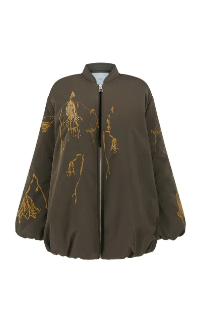 Harris Tapper Chloe Laminated Nylon Bomber Jacket In Green