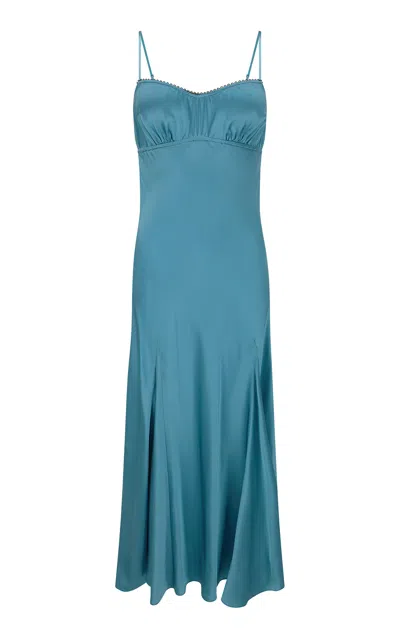 Harris Tapper Exclusive Boudoir Slip Silk Dress In Blue