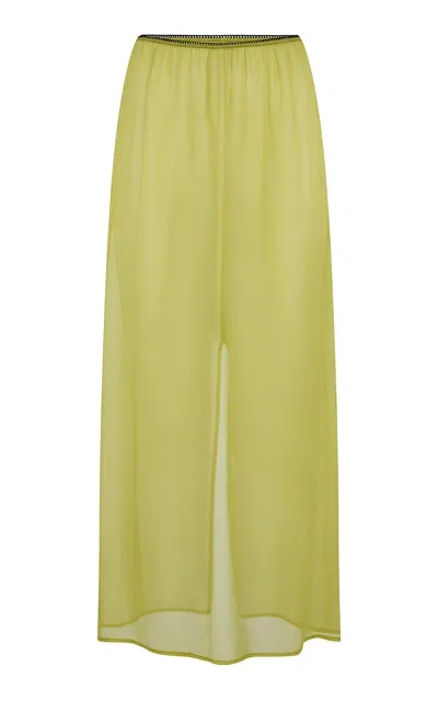Harris Tapper Exclusive Camilla Silk Maxi Skirt In Green