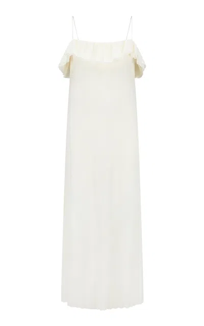 Harris Tapper Exclusive Clarice Cotton-silk Maxi Dress In White