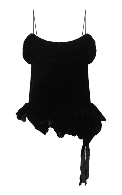 Harris Tapper Exclusive Clarice Crushed Velvet Top In Black