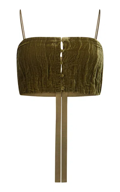 Harris Tapper Exclusive Cotton-silk Crop Top In Green