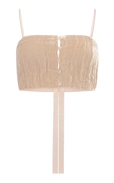 Harris Tapper Exclusive Cotton-silk Crop Top In Brown