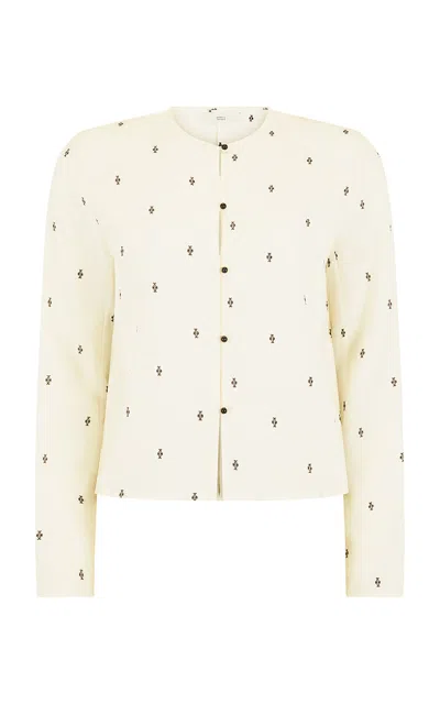 Harris Tapper Exclusive Eileen Embroidered Silk-blend Blouse In White