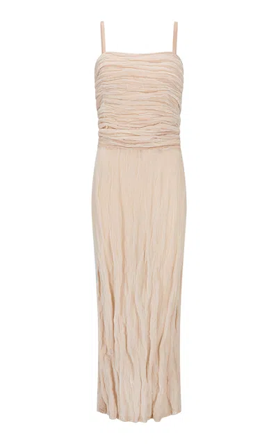 Harris Tapper Exclusive Hendrik Crushed Velvet Midi Dress In Neutral