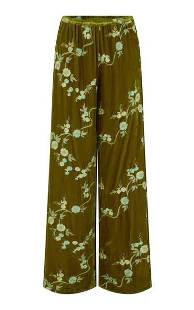 Harris Tapper Exclusive Irving Silk-blend Embroidered Velvet Trousers In Multi