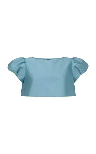 Harris Tapper Exclusive Macy Silk-wool Crop Top In Blue