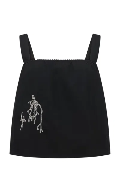 Harris Tapper Exclusive Parra Beaded Laminated Nylon Top In Black