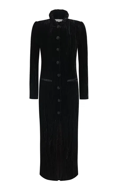 Harris Tapper Exclusive Ruth Crushed Velvet Coat In Black