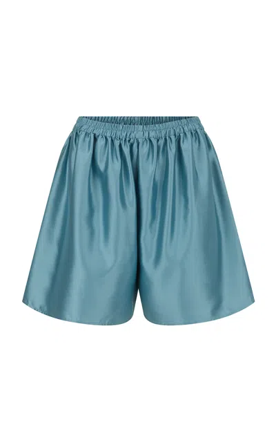 Harris Tapper Exclusive Voluminous Wool-silk Shorts In Blue