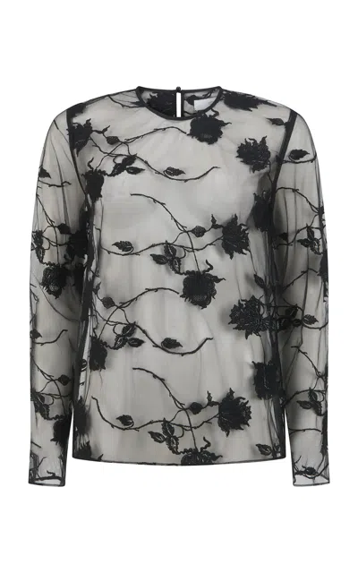 Harris Tapper Frances Rose Tulle Blouse In Black