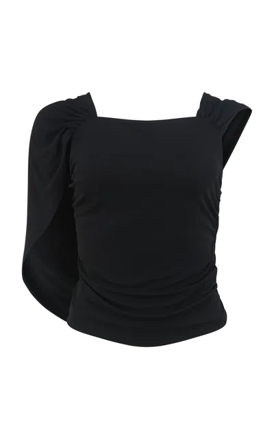 Harris Tapper Heed Draped Jersey Top In Black