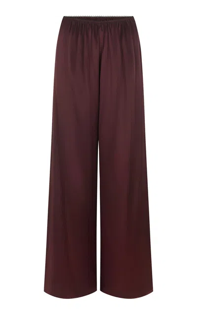 Harris Tapper Irving Silk Satin Trousers In Burgundy