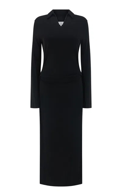 Harris Tapper Lyle Drape Jersey Midi Dress In Black