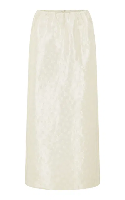 Harris Tapper Mies Embroidered Taffeta Maxi Skirt In Neutral