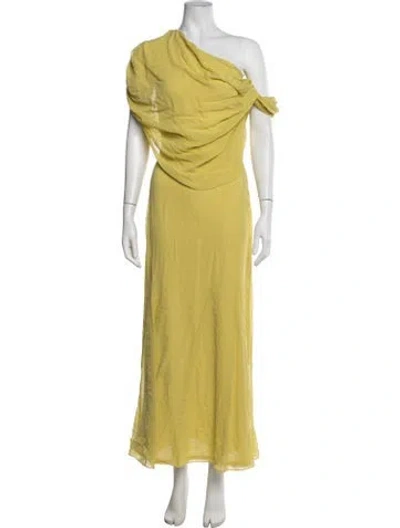 Pre-owned Harris Tapper Silk Long Dress In Yellow