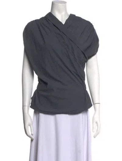 Pre-owned Harris Tapper V-neck Short Sleeve Top In Grey