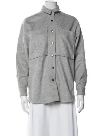 Pre-owned Harris Tapper Wool Long Sleeve Button-up Top In Grey