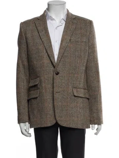 Pre-owned Harris Tweed Wool Tweed Pattern Blazer In Brown