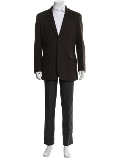 Pre-owned Harris Tweed Wool Tweed Pattern Blazer In Brown