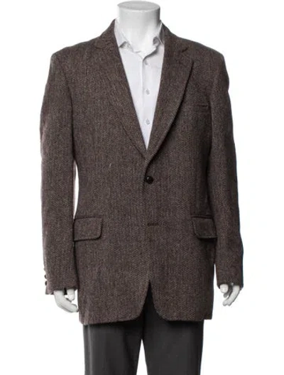 Pre-owned Harris Tweed Wool Tweed Pattern Blazer In Brown